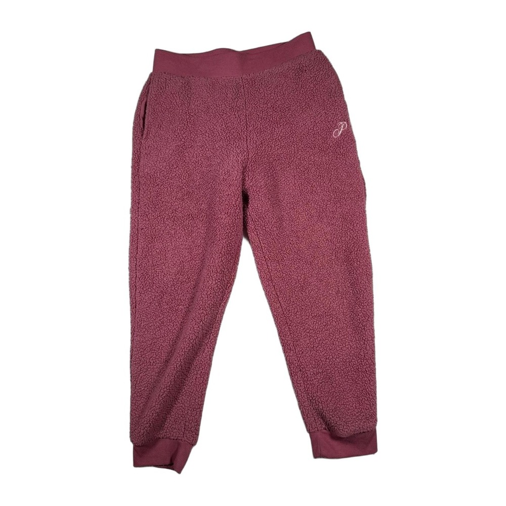 PINK Victoria's Secret Sherpa Jogger Sweatpants Sleepwear Loungewear Burgundy L